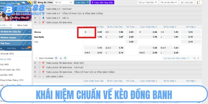 Khái niệm chuẩn về kèo đồng banh