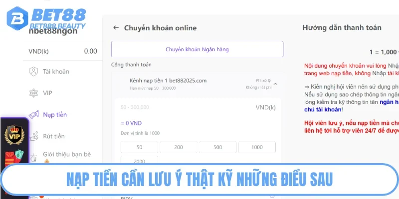 Nạp tiền cần lưu ý thật kỹ những điều sau